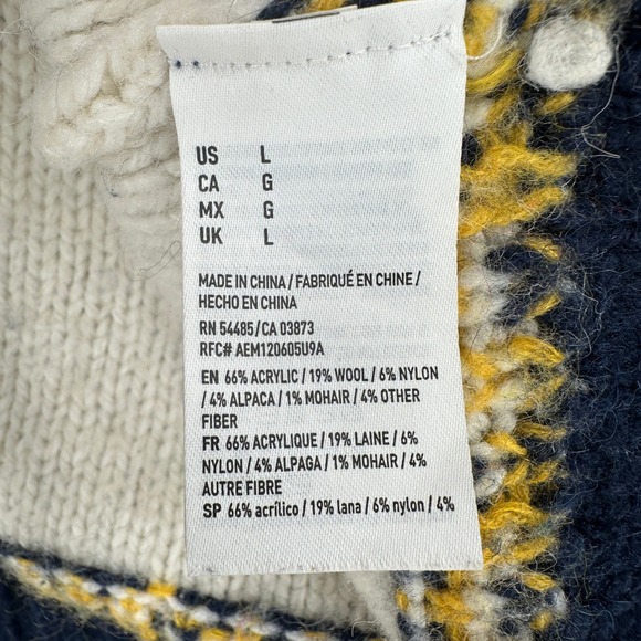 American Eagle Fair Isle Knit Cardigan Sweater Wool Alpaca Mohair Size L - Picture 5 of 8